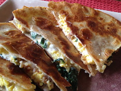 ultimate-breakfast-quesadilla-with-scrambled-eggs-sausage-spinach-and-goat-cheese