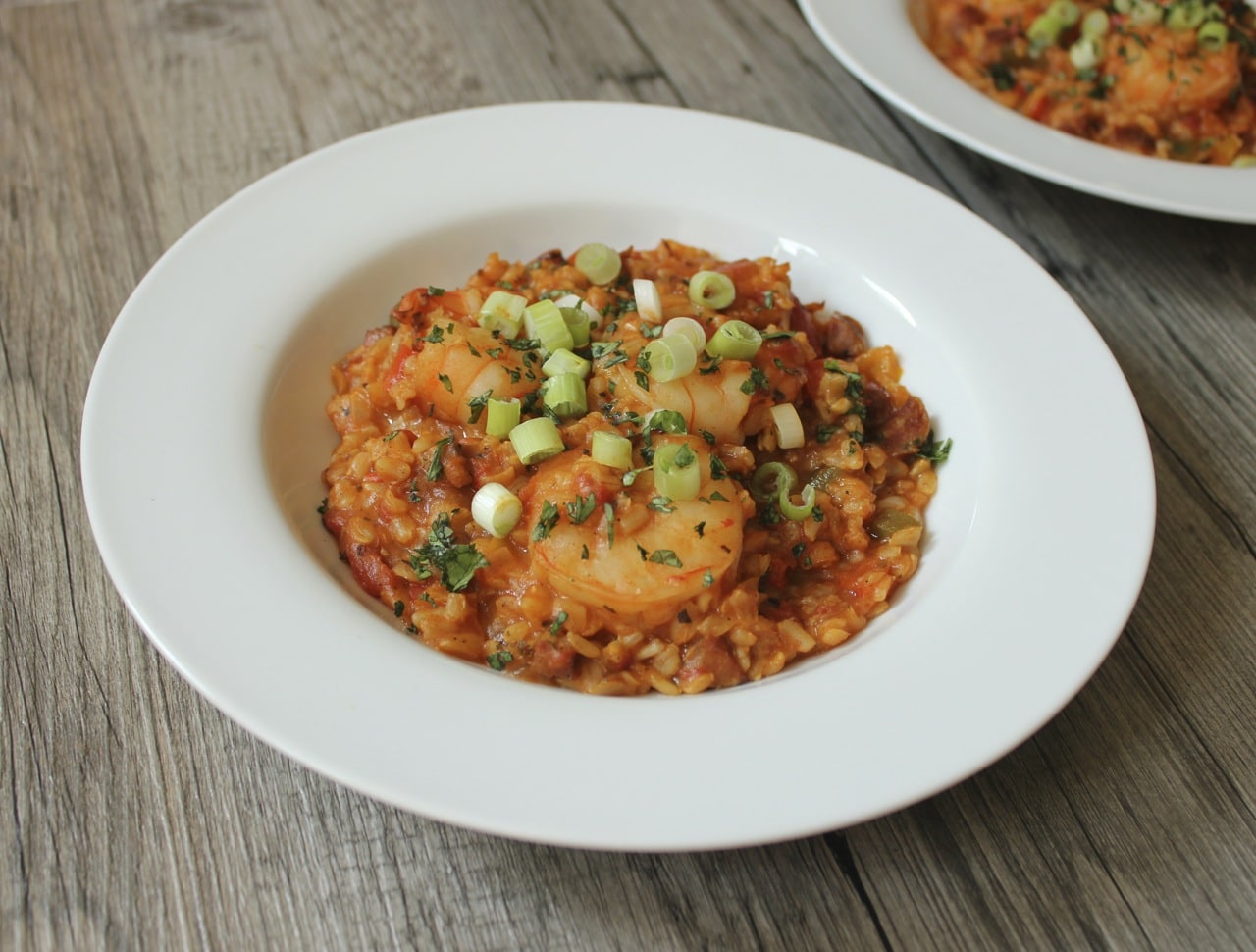 Brown-Rice-Jambalaya-with-shrimp-chicken-sausage-and-bell-peppers-6