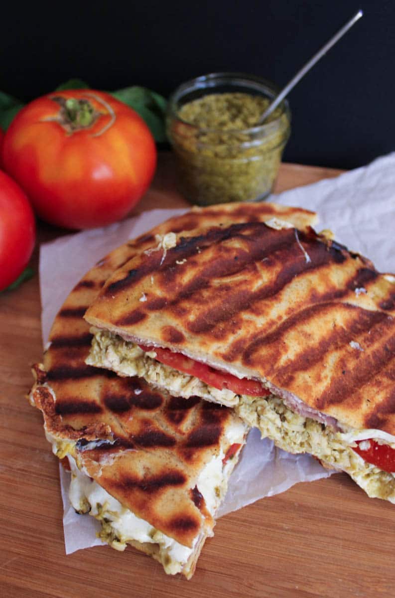 Pesto-Chicken-Flatbread-Panini-with-Prosciutto-Tomatoes-Mozzarella-2