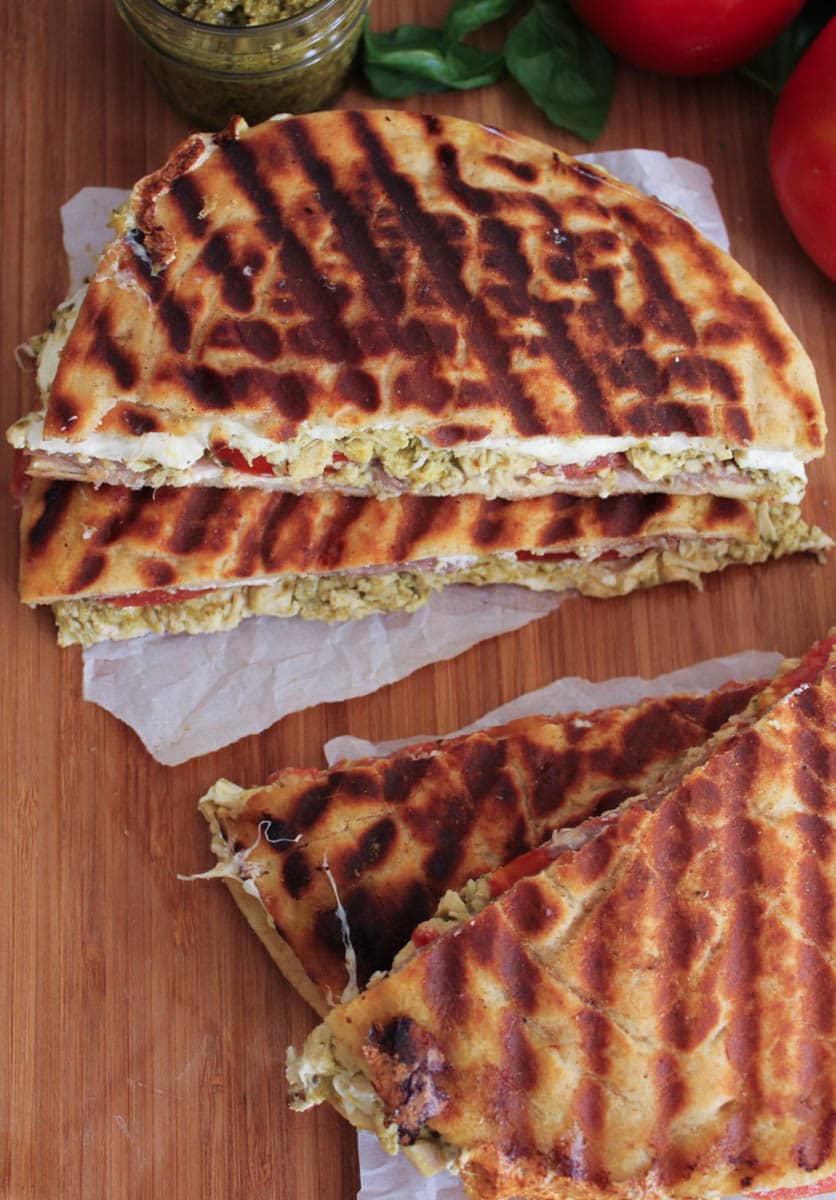 Pesto-Chicken-Flatbread-Panini-with-Prosciutto-Tomatoes-Mozzarella-9
