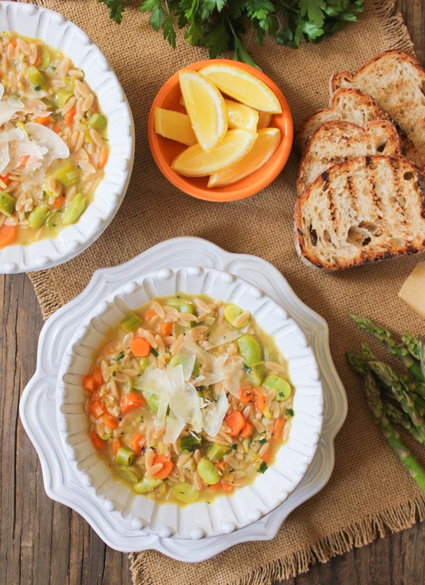 Lemon-orzo-soup-with-spring-vegetables-and-parmesan
