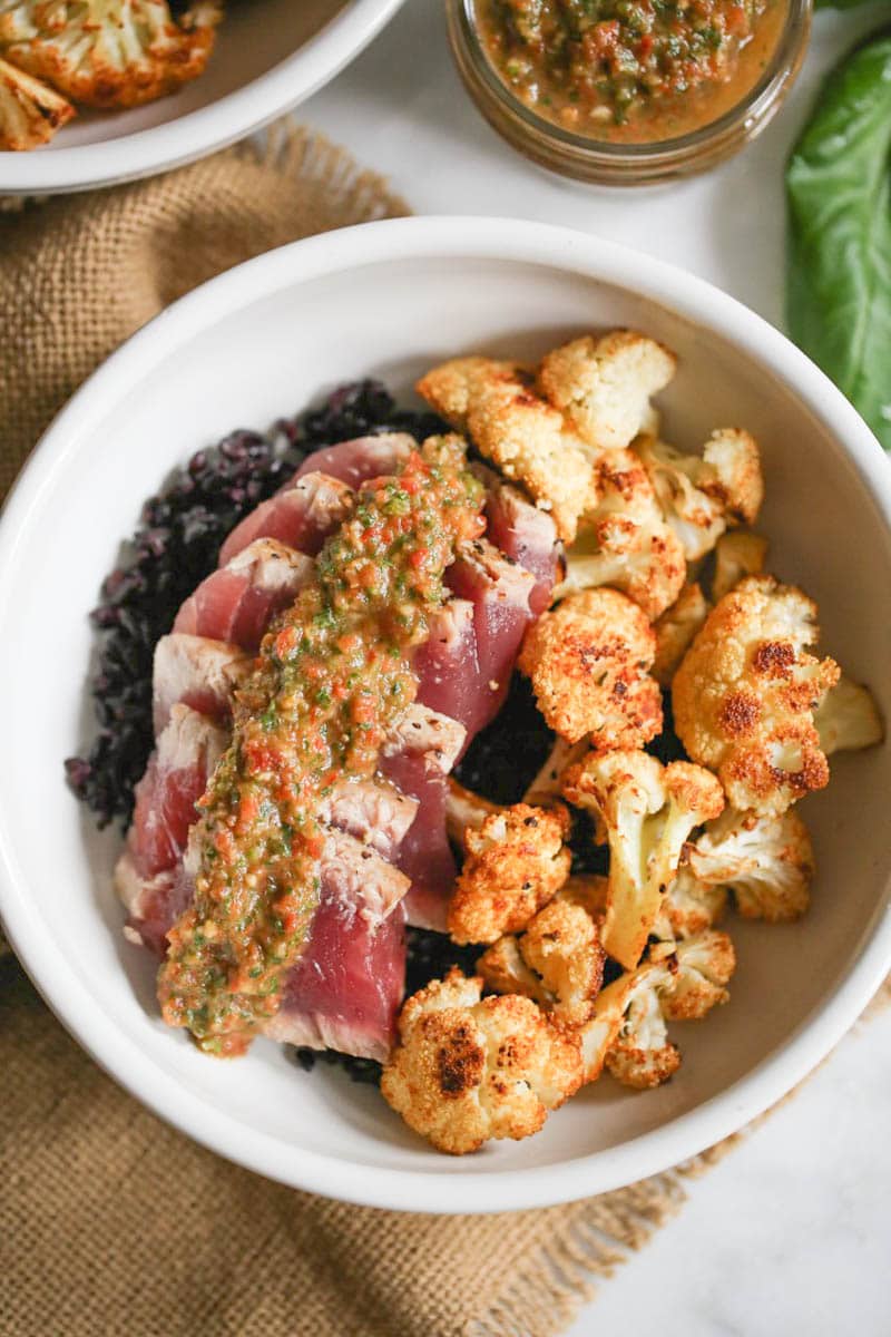 seared-ahi-bowls-with-roasted-cauliflower-and-red-chimichurri-3