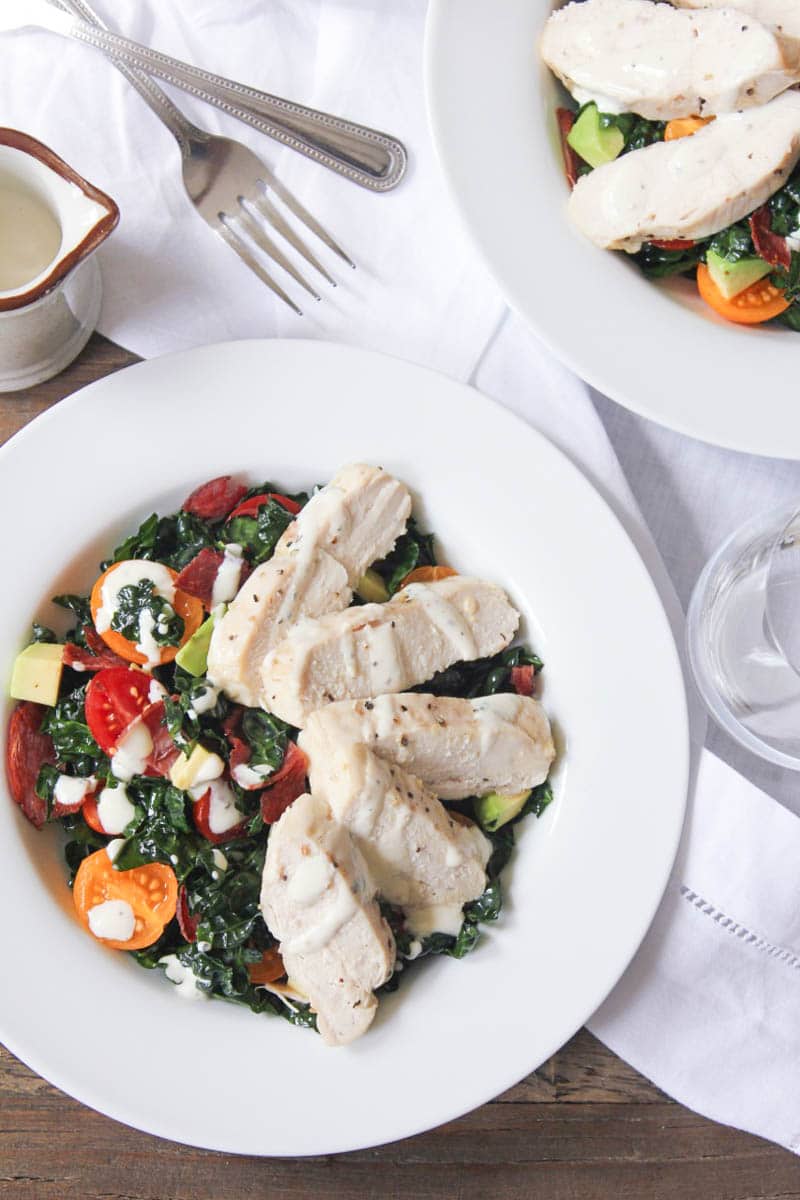Chicken-Club-Kale-Salad-with-Avocado-Turkey-Bacon-and-Dijon-Buttermilk-Dressing