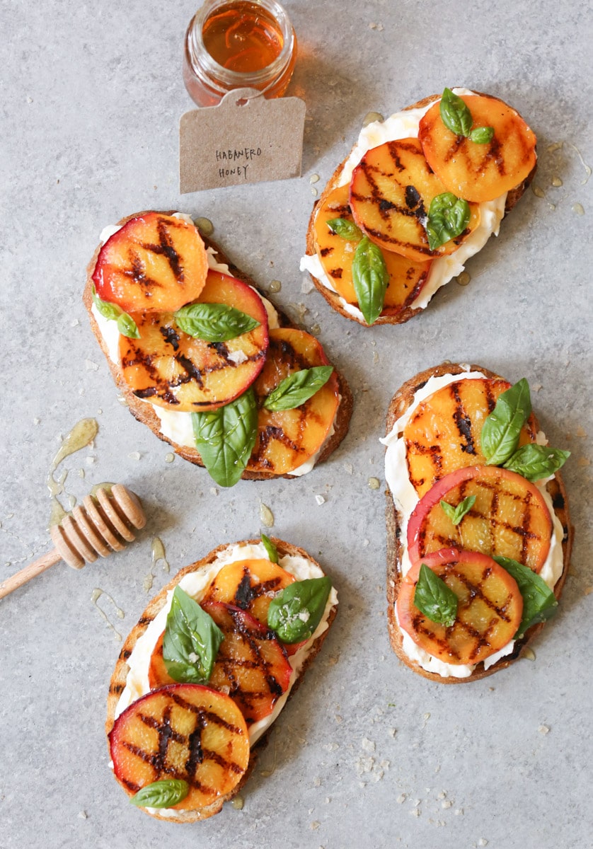 Grilled-Peach-Tartines-with-Burrata-Basil-Honey-3