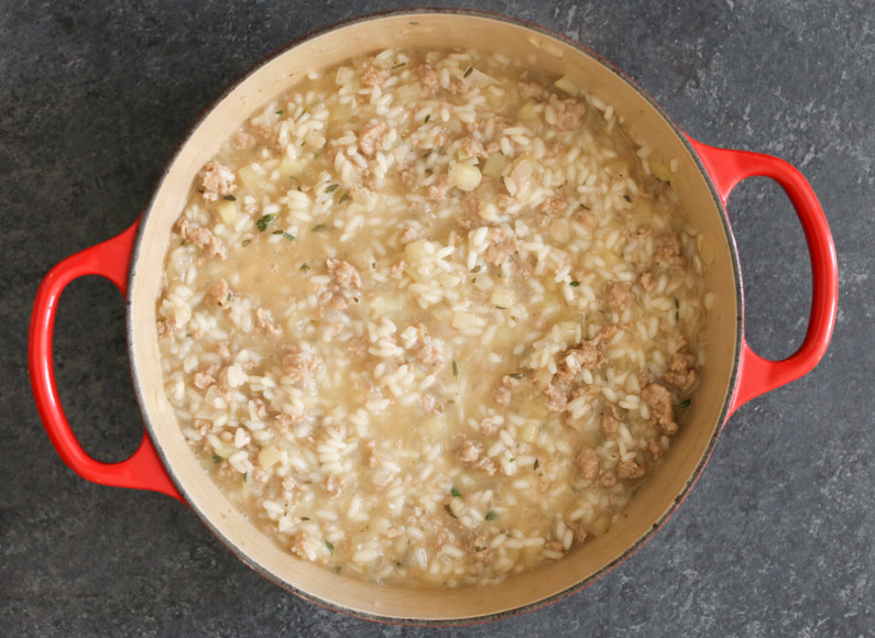 sausage-and-apple-risotto-with-goat-cheese-step-3