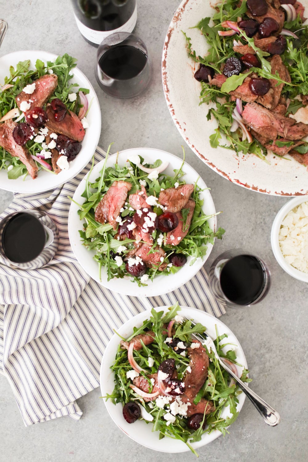 Grilled Steak and Arugula Salad with Balsamic Cherries