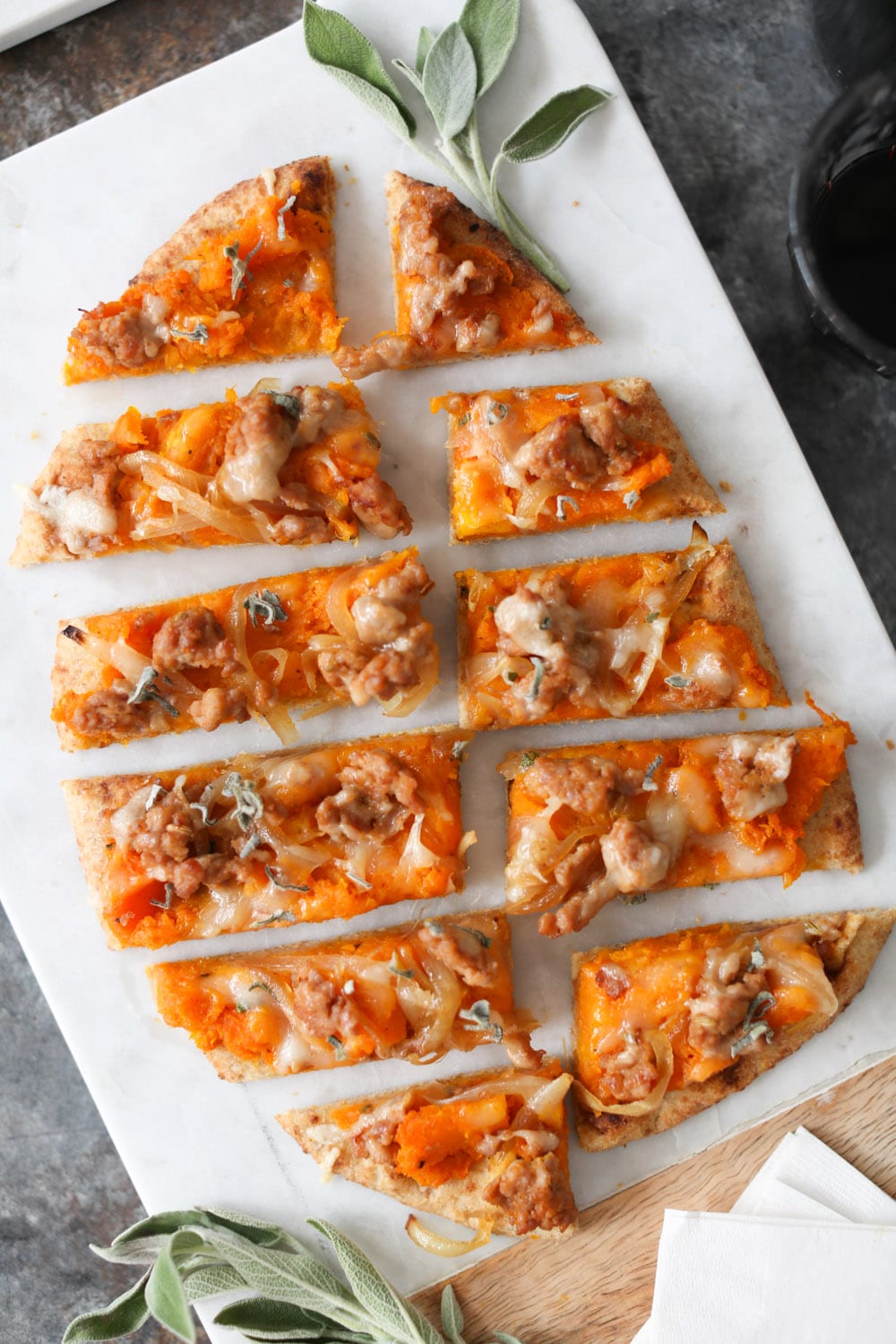 Butternut Squash Flatbread with Sausage and Caramelized Onions