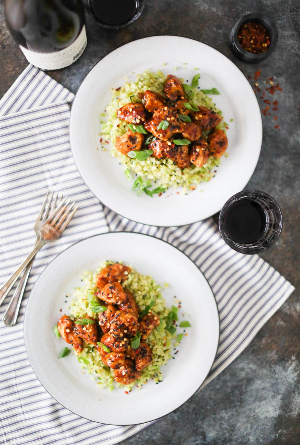 Crispy Orange Chicken with Lemon-Ginger Broccoli Rice