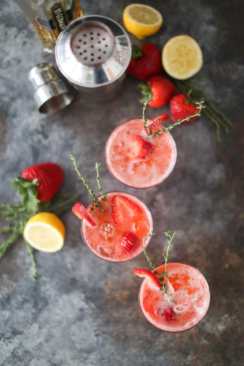 strawberry thyme cooler cocktail
