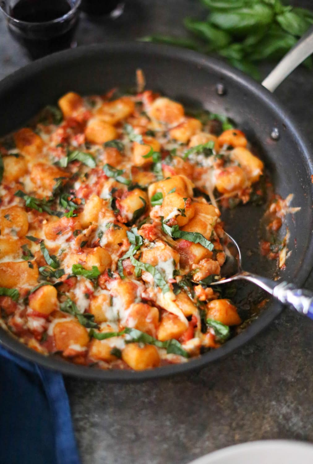 Skillet Cauliflower Gnocchi with Sausage and Spinach